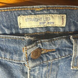 Levi’s 505 straight leg jeans. 
Great jeans have been washed and dried.